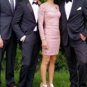 Dusty Rose long sleeve cocktail dress